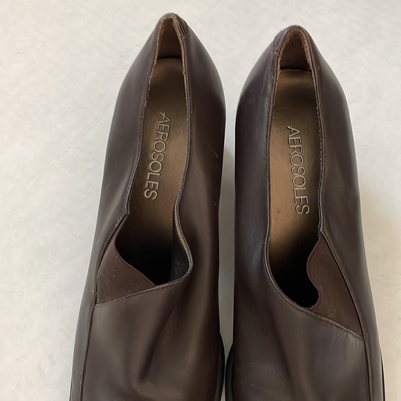 Aerosoles Leather Brown Square Toes Career Loafers Pumps Women’s Size 8 - Picture 5 of 9